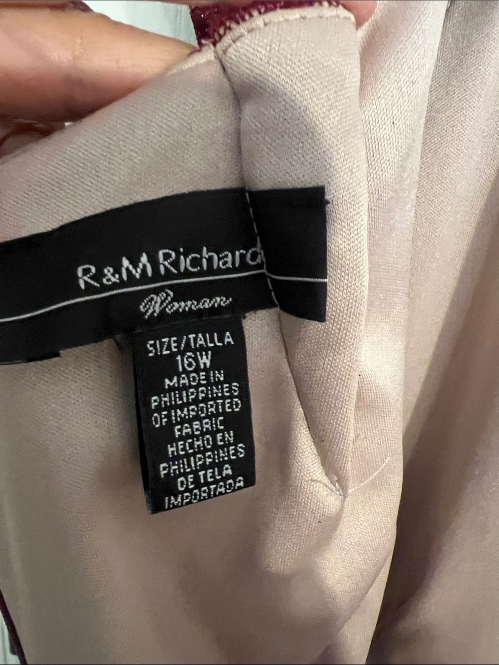 R&M Richards Blush Pink Lined Dress Top
